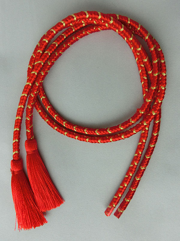 江戸打ち房付き紐・中太｜朱金