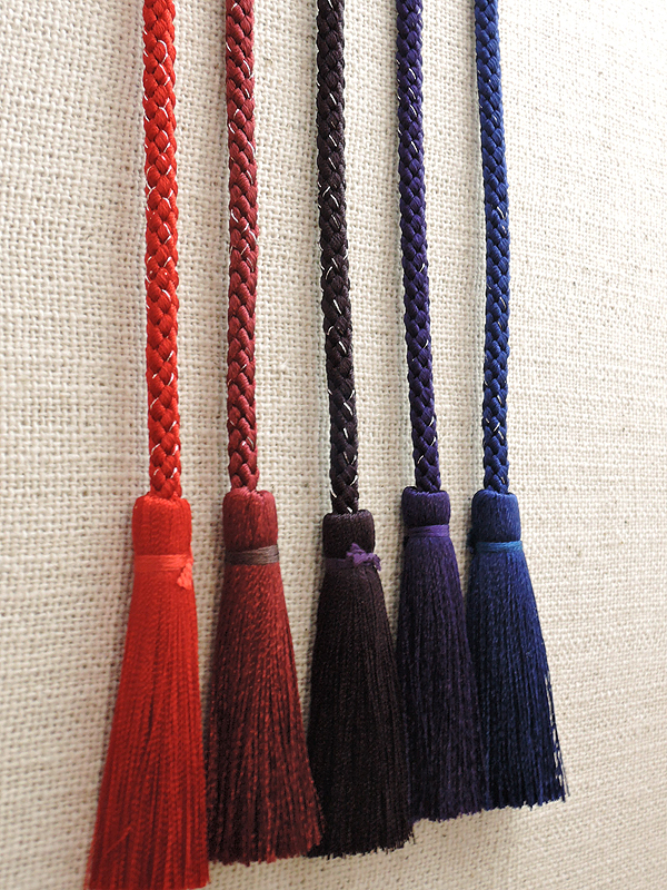 江戸打ち房付き紐・中太｜銀糸