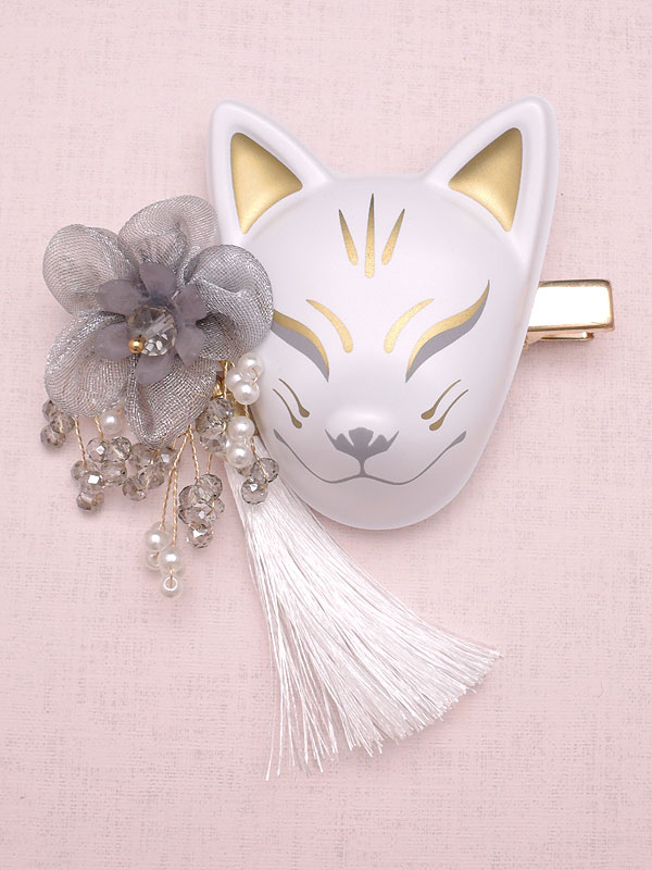 おまつりらんど：天狐ヘアクリップ（金)