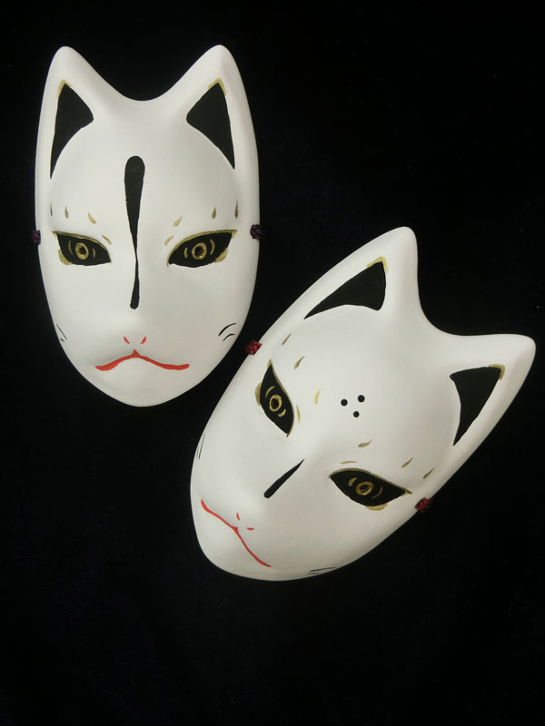 絵本狐堂:ミニ子狐面(黒)