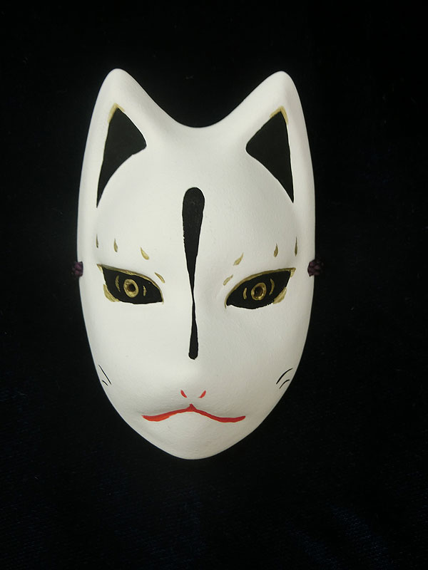 絵本狐堂：ミニ子狐面(黒)