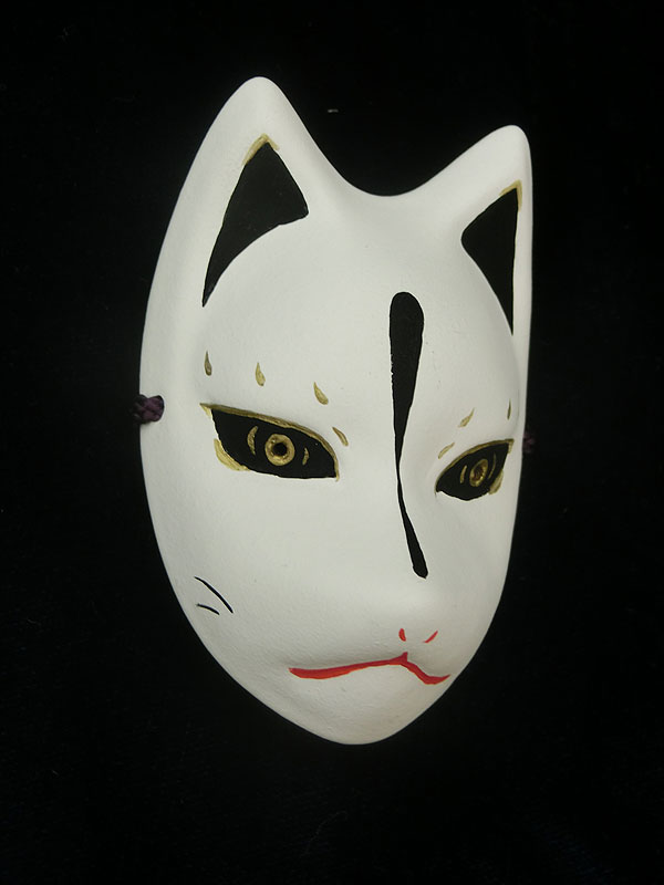 絵本狐堂：ミニ子狐面(黒)