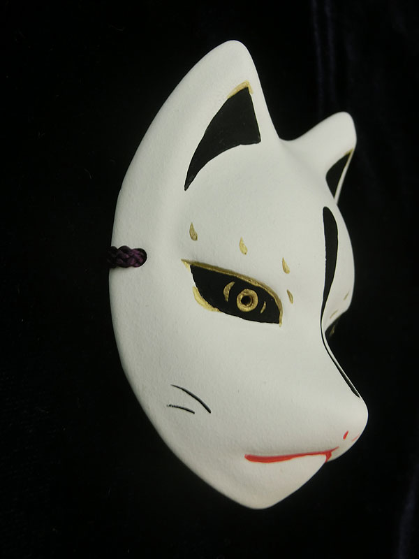 絵本狐堂：ミニ子狐面(黒)