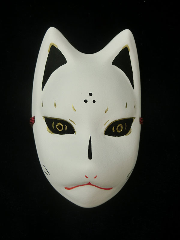 絵本狐堂：ミニ子狐面(黒)