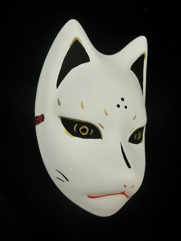 絵本狐堂：ミニ子狐面(黒)
