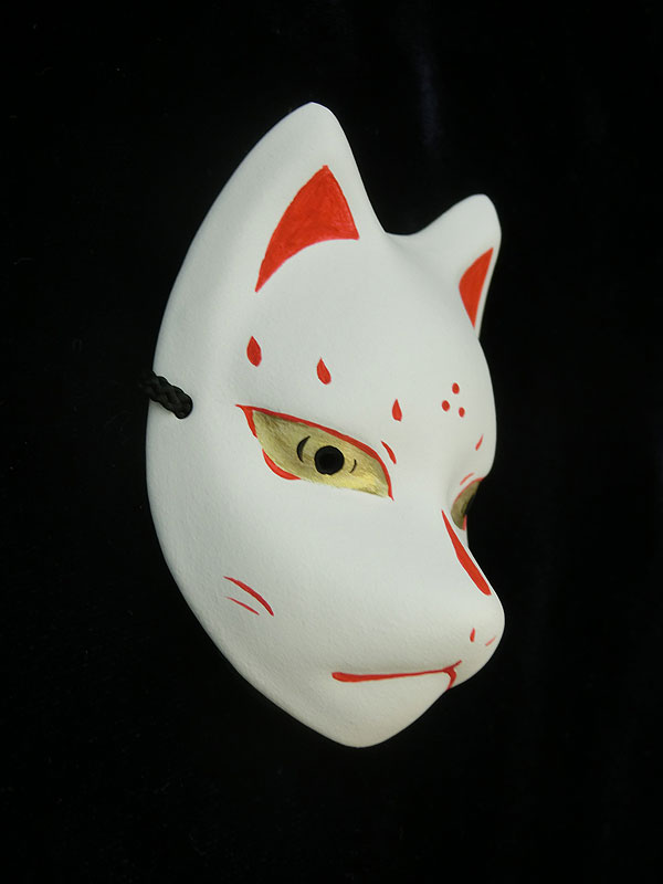 絵本狐堂：ミニ子狐面(赤)
