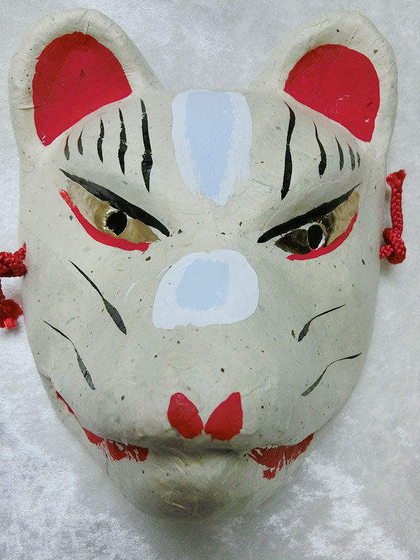 和紙製きつねのお面 7点セット 和紙製きつねのお面 7点セット 狐 の お 面 青