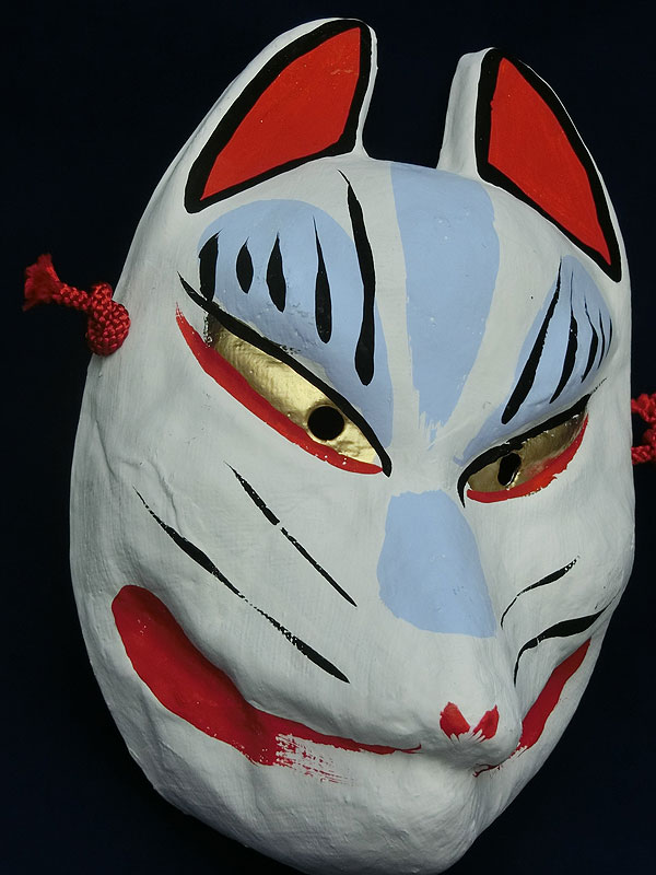 京都きつね面・白｜口閉じ