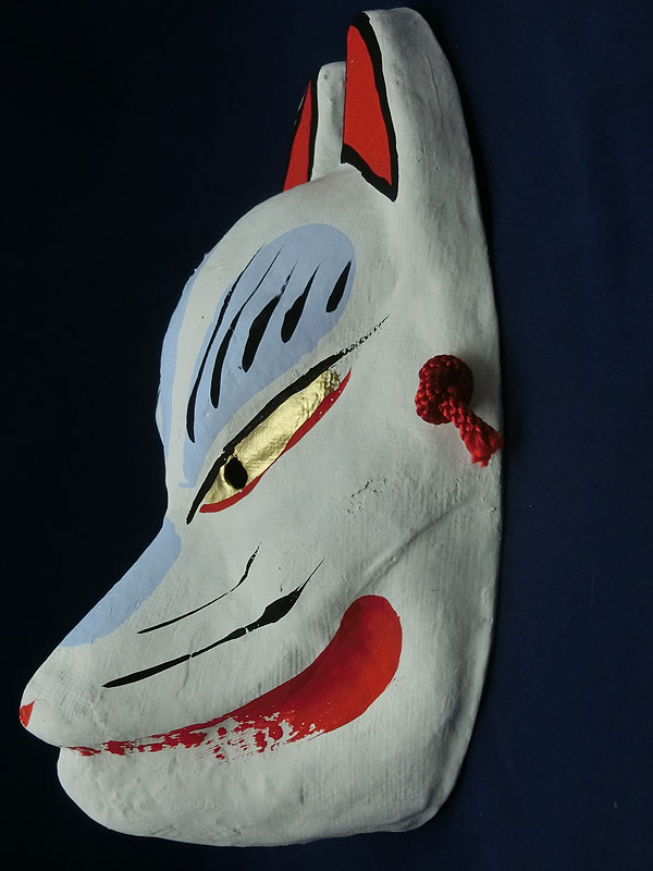 京都きつね面・白｜口閉じ