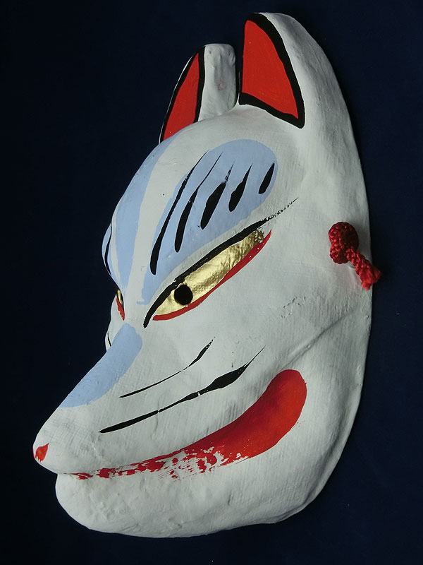 京都きつね面・白｜口閉じ