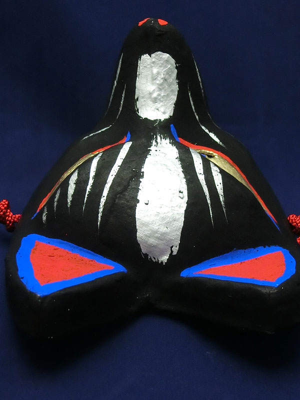 京都きつね面・黒｜口開け