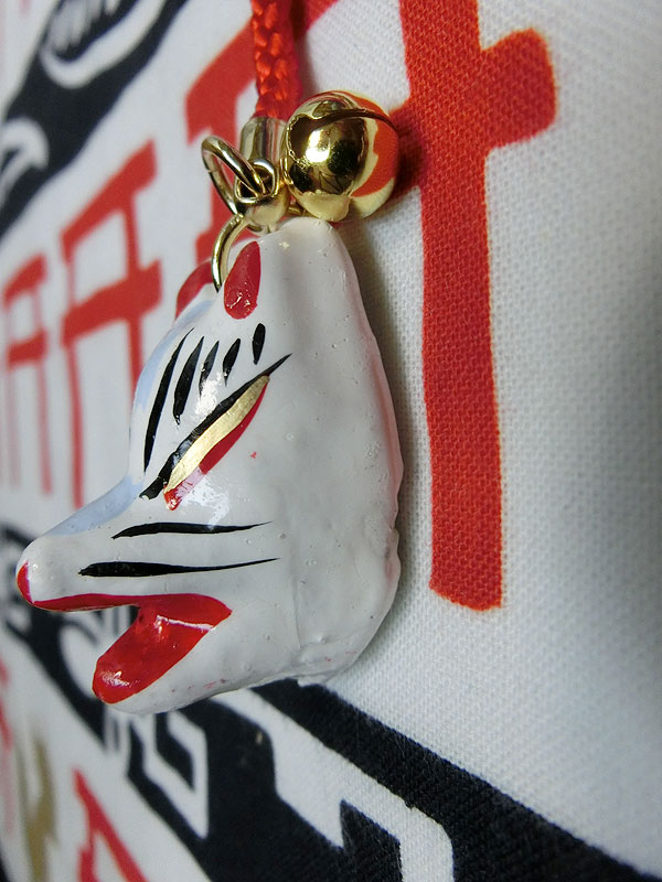 京都きつね面・根付け｜口開け