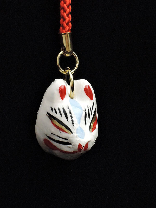 狐面根付け[全七色]白狐｜口閉じ