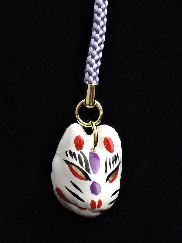 狐面根付け[全七色]白狐｜口閉じ