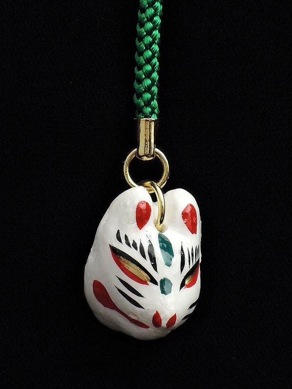 狐面根付け[全七色]白狐｜口閉じ