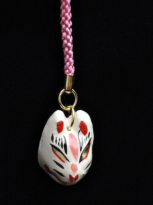 狐面根付け[全七色]白狐｜口閉じ