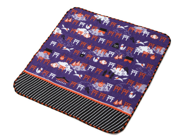 タオルはんかち ‐雨の稲荷【紫】‐