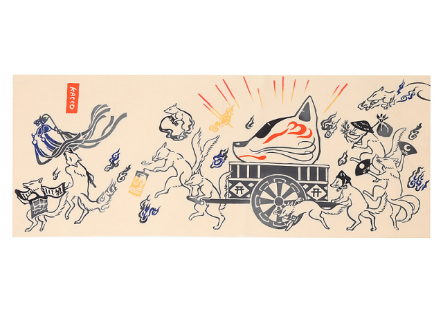 手拭い「狐百鬼夜行」