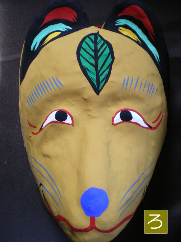 春日部張子人形店：飾り狐面「メスきつね」（黄土色）