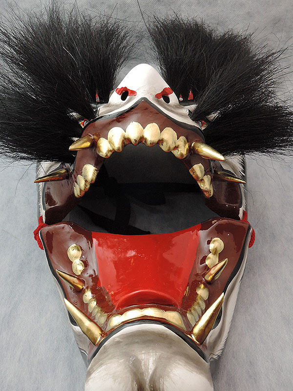 狐面(悪狐) 木彫 彫刻 祭り お面 仮面 伝統芸能 祭り面・「悪狐」・木彫品 狐面(悪狐) 木彫 彫刻 祭り お面 仮面 伝統