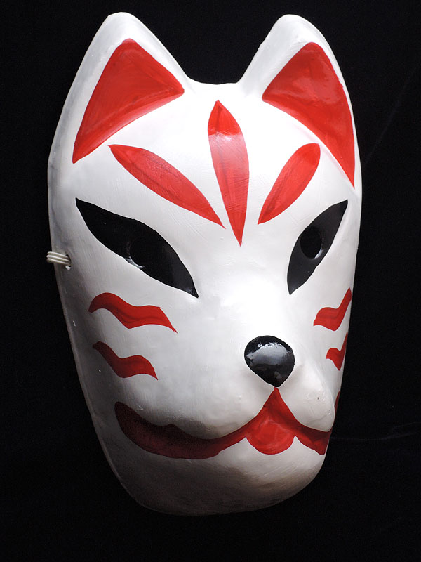 カサマヤ物産：和紙面 キツネ（赤化粧）[販売終了]