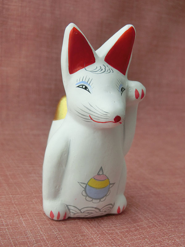 【郷土玩具】廃絶　北条土人形　桂蔵坊・大山の白狐 北條土人形の『しょろしょろ狐』 | 象々の郷土玩具