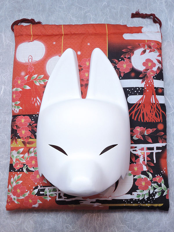 狐面堂：巾着「狐と椿」（狐面用）