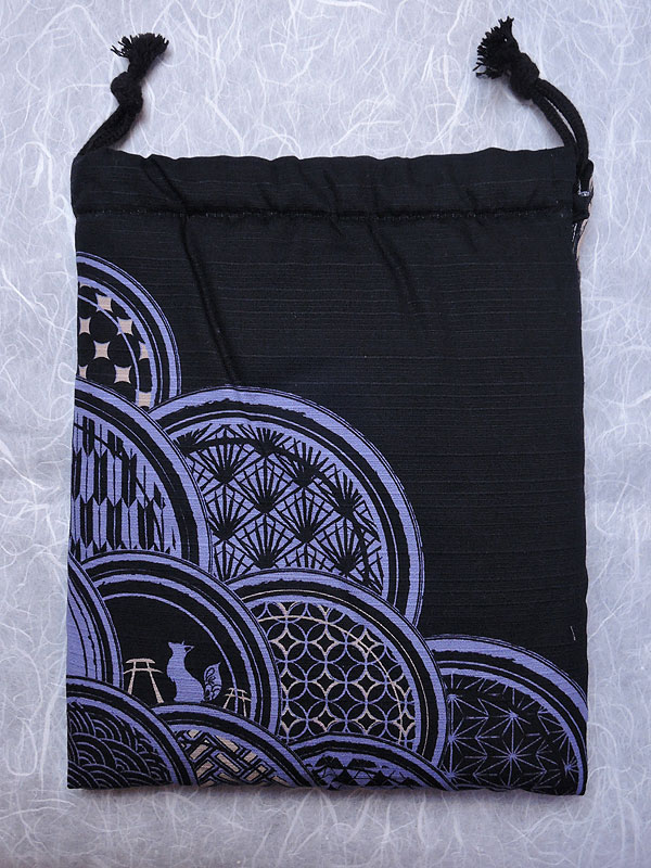 巾着「波和柄」（狐口面用）