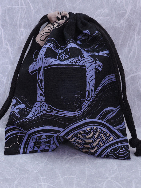 狐面堂：巾着「波和柄」（小）