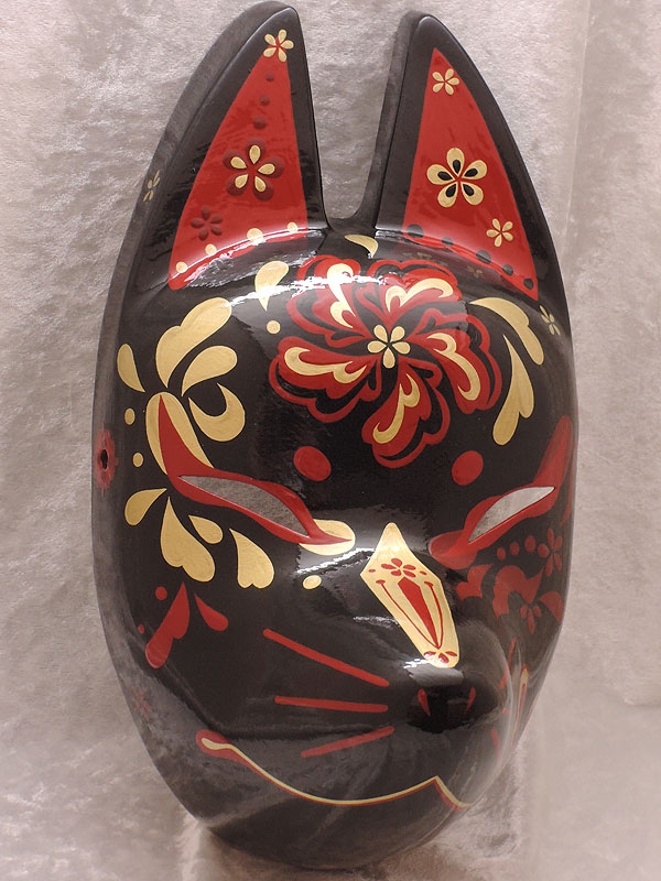 狐面「朱華　黒」（大）