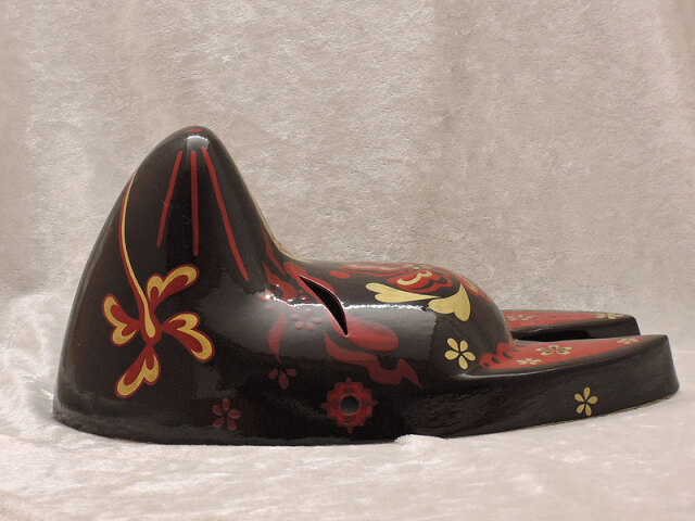 狐面「朱華　黒」（小）