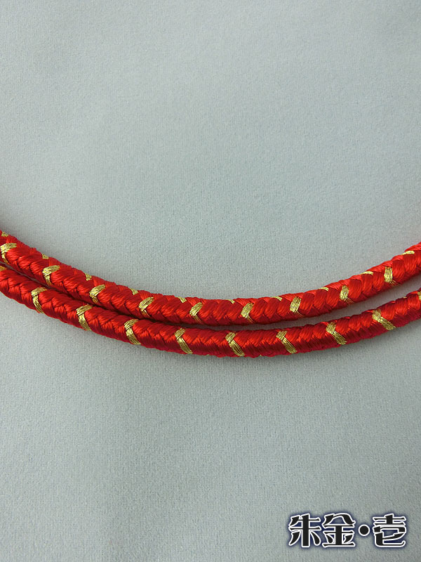 江戸打ち房付き紐・中太｜朱金