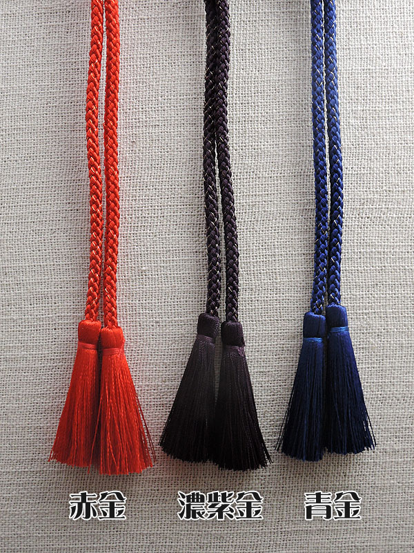 江戸打ち房付き紐・中太｜金糸（二本セット）