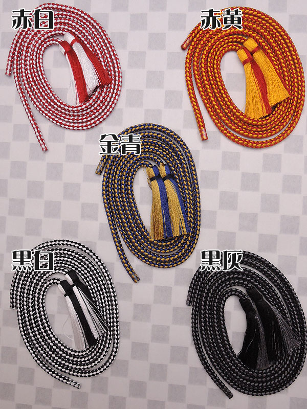 江戸打ち房付き紐・中太（二本セット）・二色組[全五種]