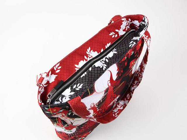 ファスナーバッグ「椿と狐」
