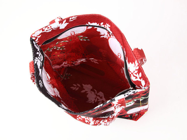 ファスナーバッグ「椿と狐」