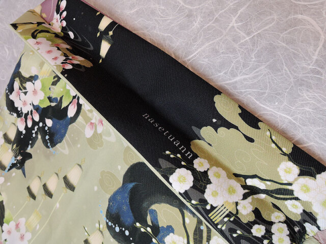 ファスナーバッグ「梅花桜花狐」