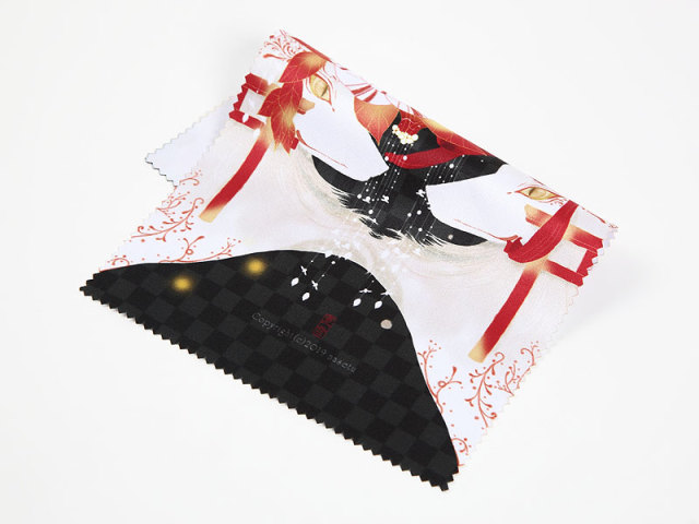 めがねふき「菊花椿花狐　白狐」