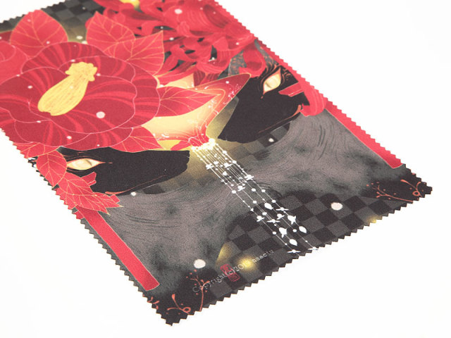 めがねふき「菊花椿花狐　黒狐」