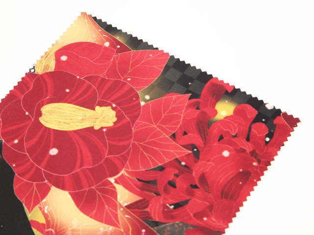 めがねふき「菊花椿花狐　黒狐」