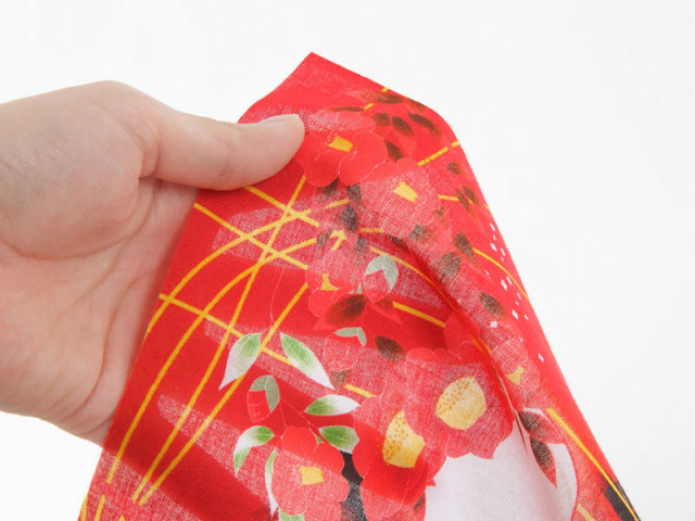 手拭い「狐と椿」