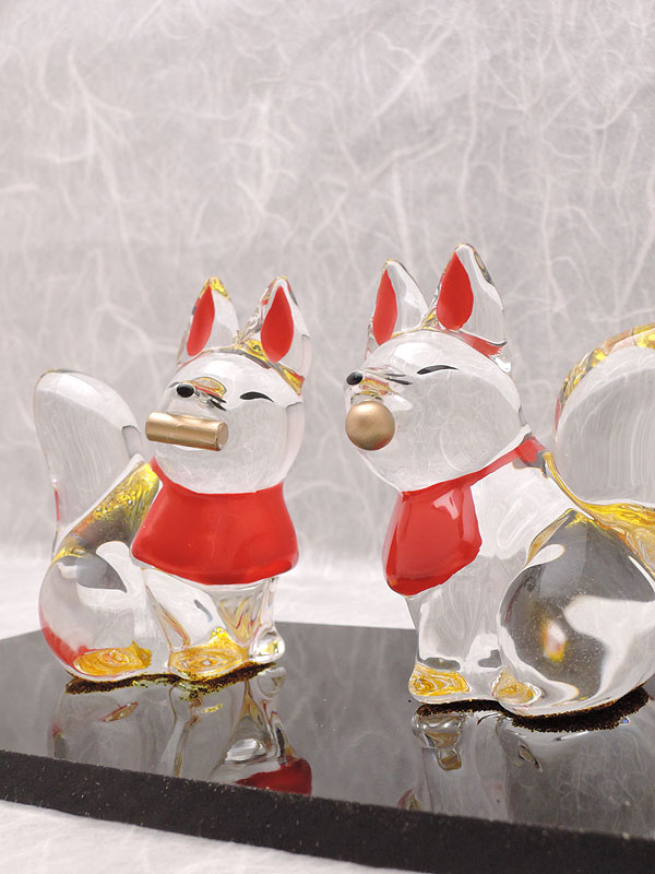 リュウコドウ:クリスタル稲荷神きつねセット