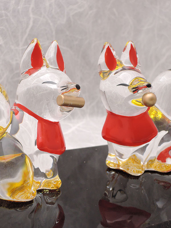 リュウコドウ：クリスタル稲荷神きつねセット