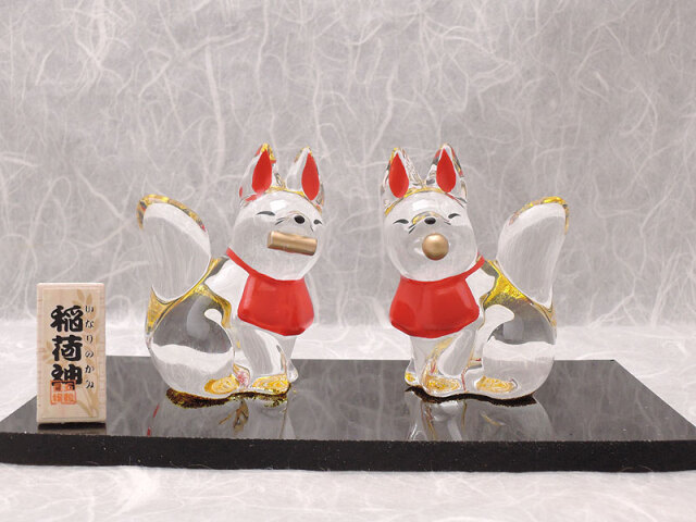 リュウコドウ：クリスタル稲荷神きつねセット