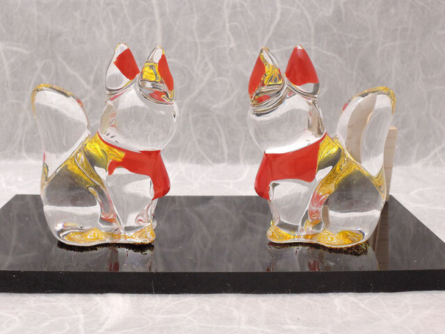 リュウコドウ：クリスタル稲荷神きつねセット