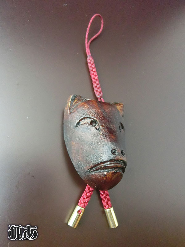 宗広面根付：阿吽狐根付