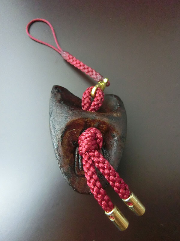 宗広面根付：阿吽狐根付