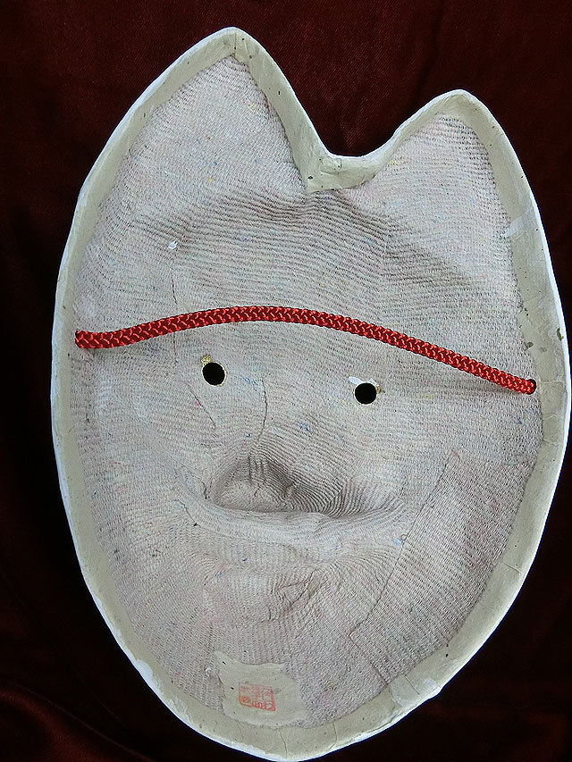 京都きつね面・白｜口開け（布張り）