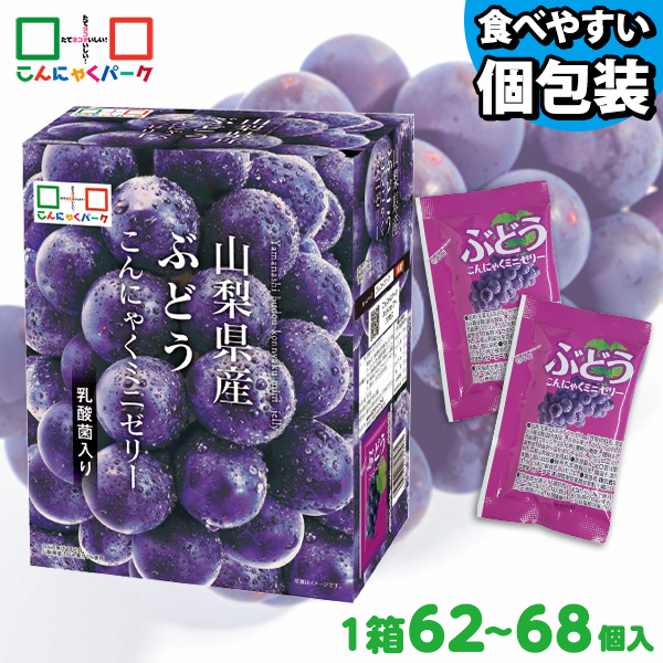 今ならラスクプレゼント！ こんにゃくゼリー ひとくち蒟蒻ゼリー こんにゃくパーク 山梨 ぶどう こんにゃくミニゼリー フルーツBOX パウチ 大容量 業務用 個包装タイプ ダイエット食品 蒟蒻 ゼリー ヨコオデイリーフーズ (1箱1000g・約62～68個入 ×1箱)