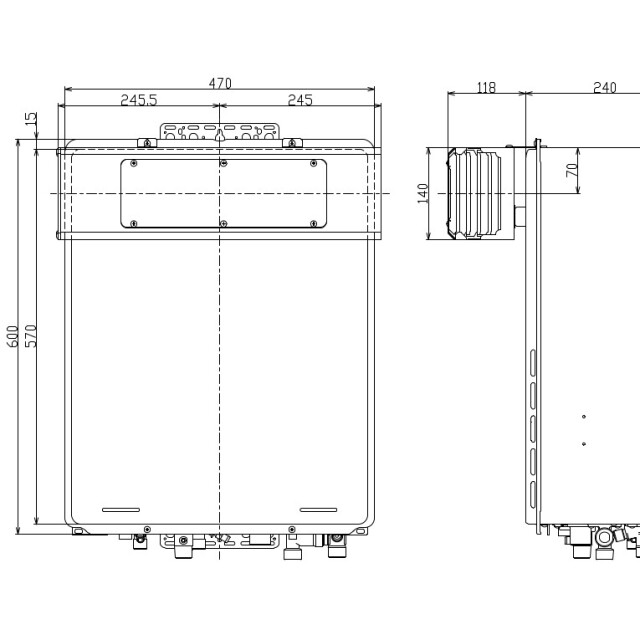 リンナイ　側方排気アダプター　WOP-8305